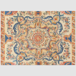 Papier Mousseline Elégante Découpage baroque italien bleu orange