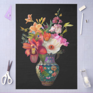 Papier Mousseline Élégante Découpage florale colorée