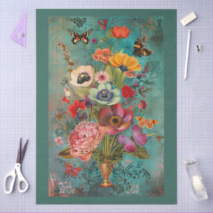 Papier Mousseline Élégante Découpage florale colorée