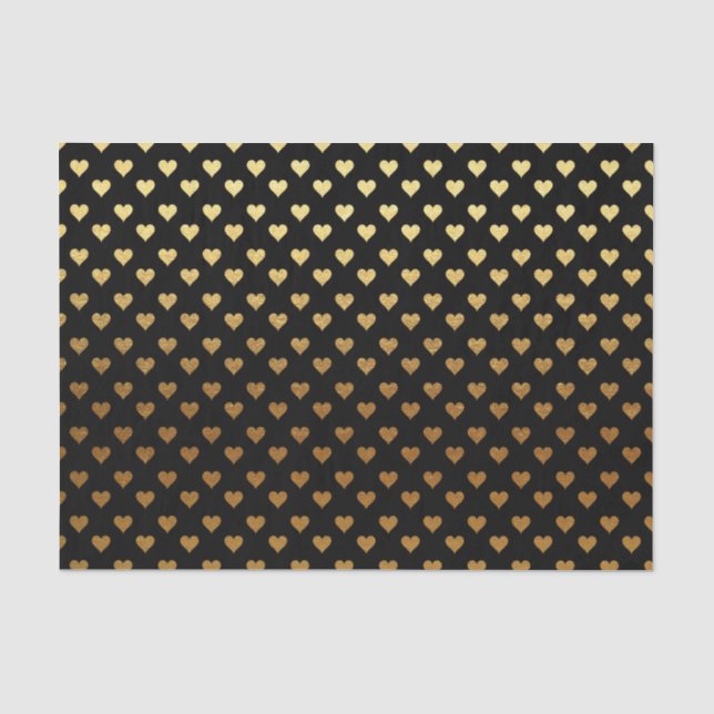 Papier Mousseline élégante enveloppe motif coeur or noir (Recto)