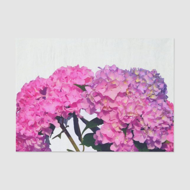 Papier Mousseline Elégante florales violettes roses hydrangées (Recto)