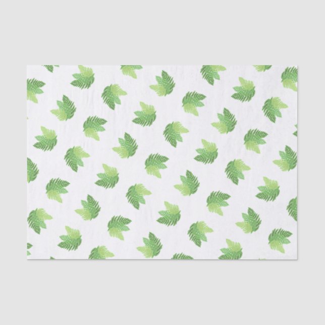 Papier Mousseline Élégante fougères vertes feuilles de bois (Recto)