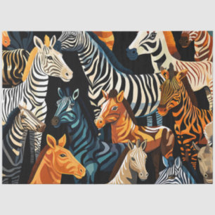 Papier Mousseline Elégante Jungle Exotique Safari Zebras Découpage