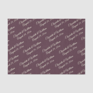 Papier Mousseline Elégante laque simple cerise, Mariage Monogramme