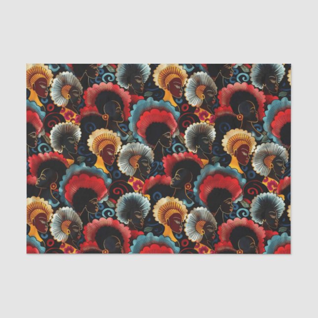 Papier Mousseline Élégante Motif Africaine Ethnique (Recto)
