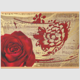 Papier Mousseline Élégante musique Vintage Rouge Rose Tissu Papier