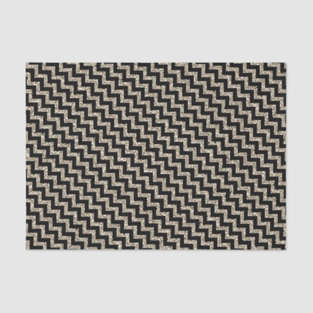 Papier Mousseline Elégante Parties scintillant or argent Chevron sur (Recto)