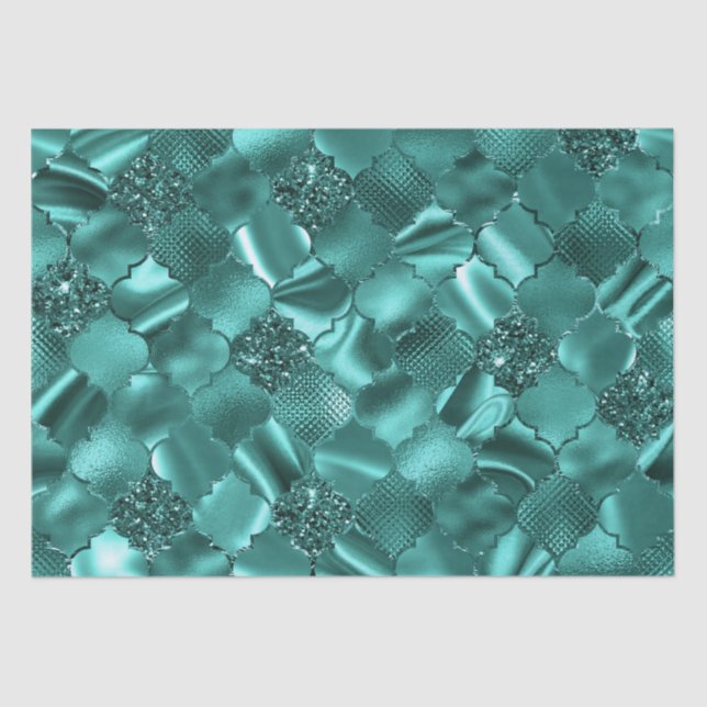 Papier Mousseline Élégante Parties scintillant Turquoise Shimmer et  (Recto)
