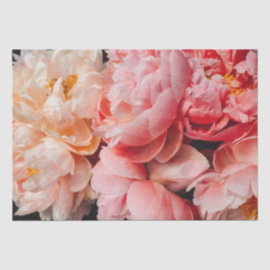 Papier Mousseline Élégante Peonies rose et pêche