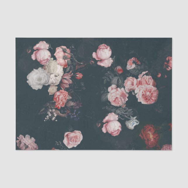 Papier Mousseline Elégante Roses Florales Roses Roses Roses Rose (Recto)