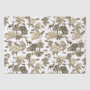 Papier Mousseline Elégante Toile de campagne Beige Cerf Vintage