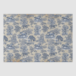 Papier Mousseline Elégante Toile de Cheval Bleu Vintage Kraft