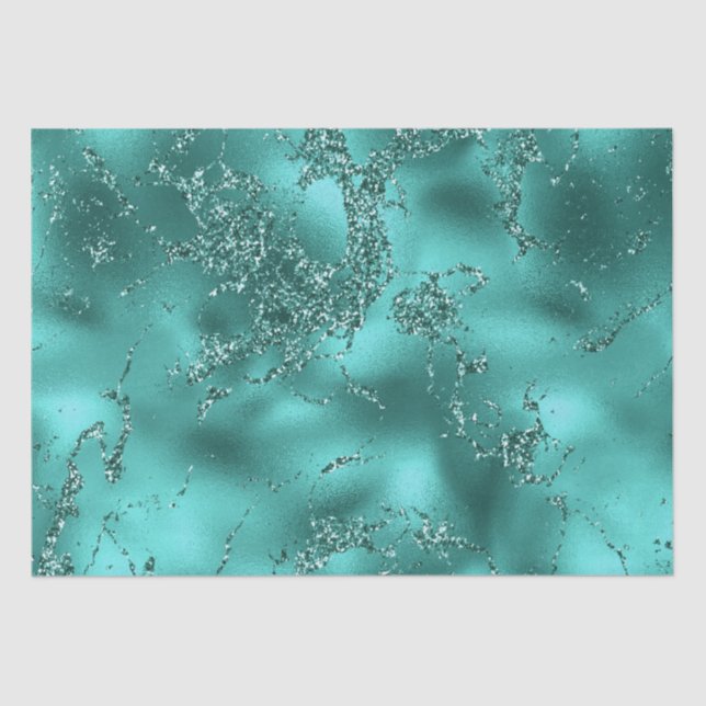 Papier Mousseline Elégante Turquoise Shimmer Parties scintillant & F (Recto)