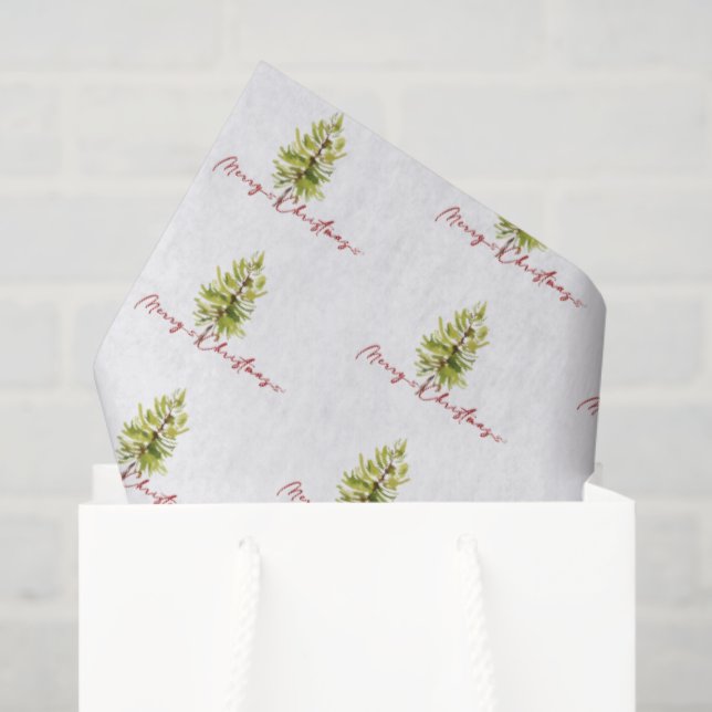 Papier Mousseline Élégante verdure Botanique Joyeux Noël (Sac cadeau)