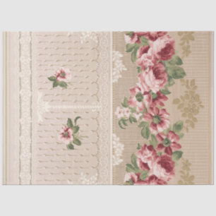 Papier Mousseline Élégantes Garlands de rose rose victorienne