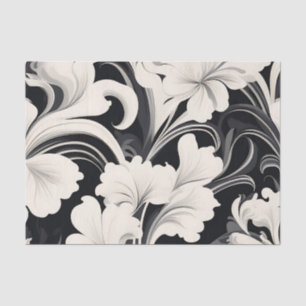 Papier Mousseline Élégantes perruques florales noires et blanches
