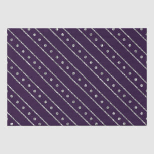 Papier Mousseline Élégantes rayures de Noël violet et argent paillet