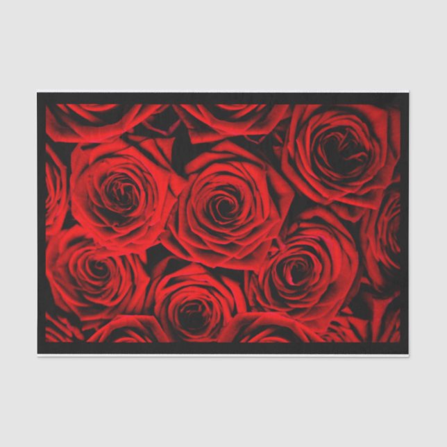Papier Mousseline Élégantes Roses Rouges (Recto)