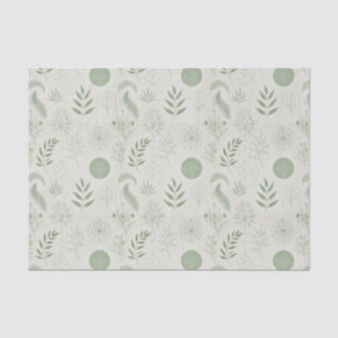 Papier Mousseline Eléments de plantes en Sage Green