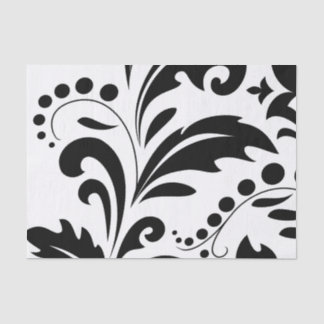 Papier Mousseline Éléments noirs et blancs audacieux de damassé