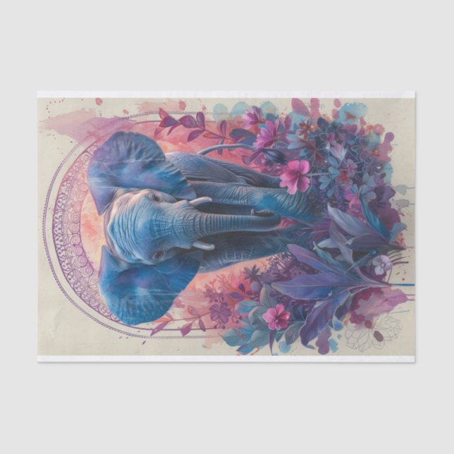 Papier Mousseline Eléphant aquarelle (Recto)
