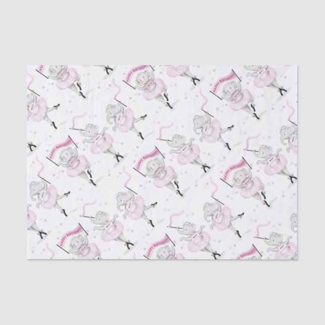 Papier Mousseline Eléphant Ballerina Danse Anniversaire (Recto)