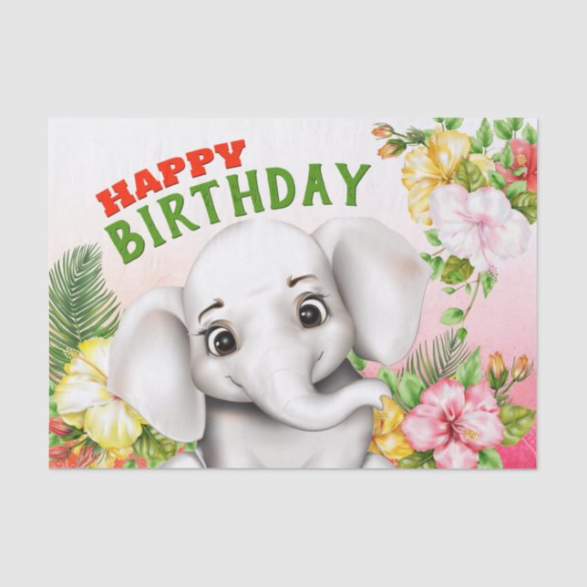 Papier Mousseline Elephant Jungle Safari Anniversaire (Recto)