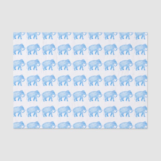 Papier Mousseline Éléphant modelé par bleu de fantaisie (Recto)