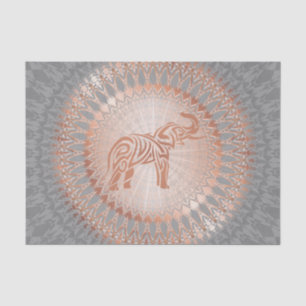 Papier Mousseline Eléphant rose Gold Grey Mandala