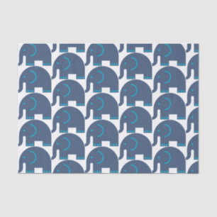 Papier Mousseline Eléphants bleus