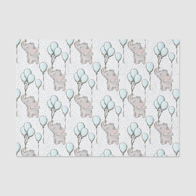 Papier Mousseline Eléphants pour bébé garçon (Recto)