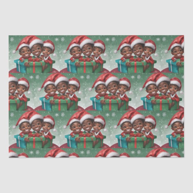 Papier Mousseline Elfe de Noël afro-américain (Recto)