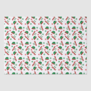 Papier Mousseline Elfe de Noël Casquette Snowflakes Motif Red Green