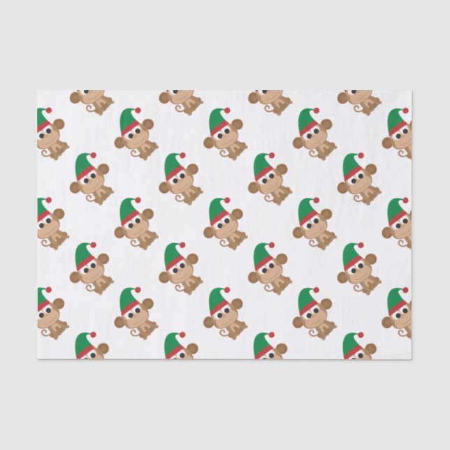 Papier Mousseline Elfe de Noël singe (Recto)