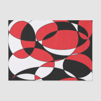 Papier Mousseline Elliptiques noires, blanches et rouges
