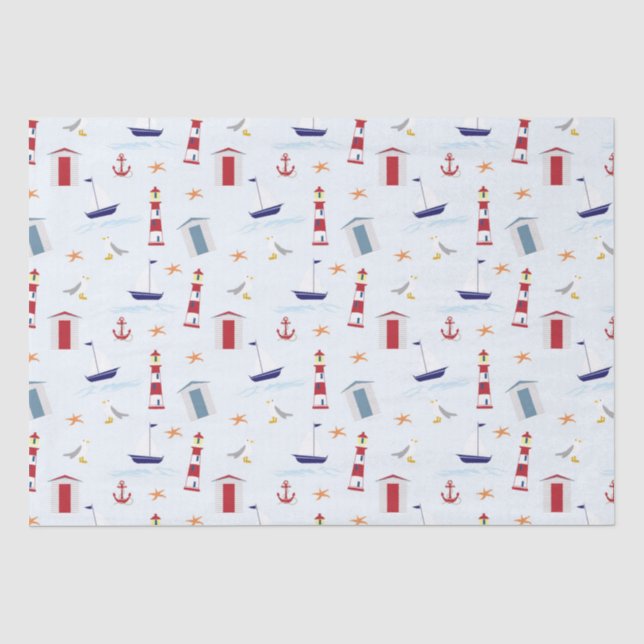 Papier Mousseline emballage cadeau marin (Recto)