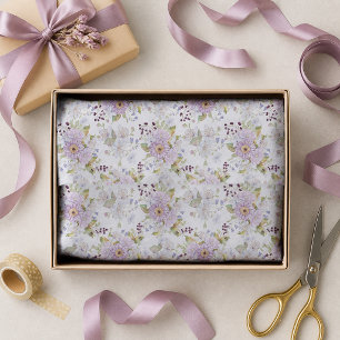 Papier Mousseline Emballage floral à fleurs sauvages rose aquarelle