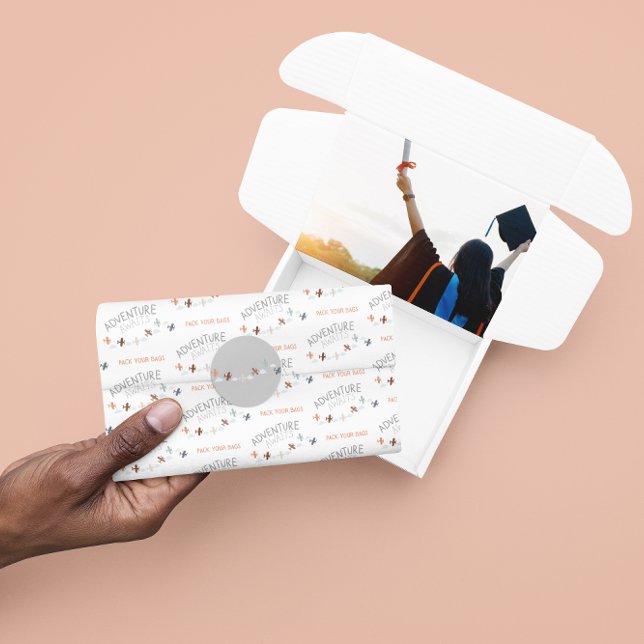 Papier Mousseline Emballez vos sacs Adventure Await Papier Tissu (Celebrate a new adventure with this, "Adventure Awaits - Pack your bags" tissue paper! )