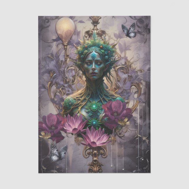 Papier Mousseline Emerald Dreams Fantasy Forest Queen Decoupage (Recto)