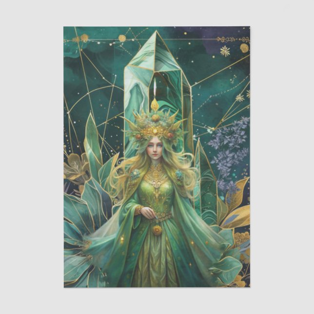 Papier Mousseline Emerald Dreams Fantasy Forest Queen Decoupage (Recto)