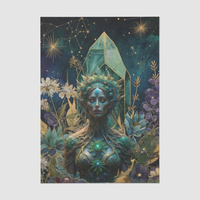 Papier Mousseline Emerald Dreams Fantasy Forest Queen Decoupage (Recto)