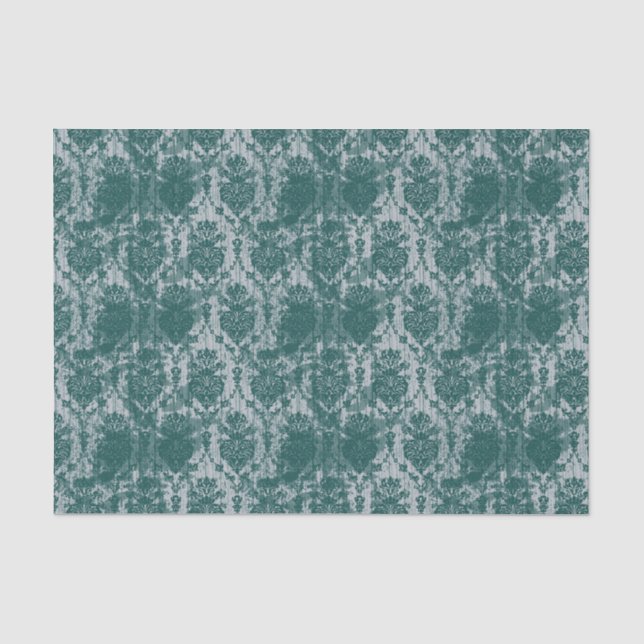 Papier Mousseline Emerald Green Damask (Recto)