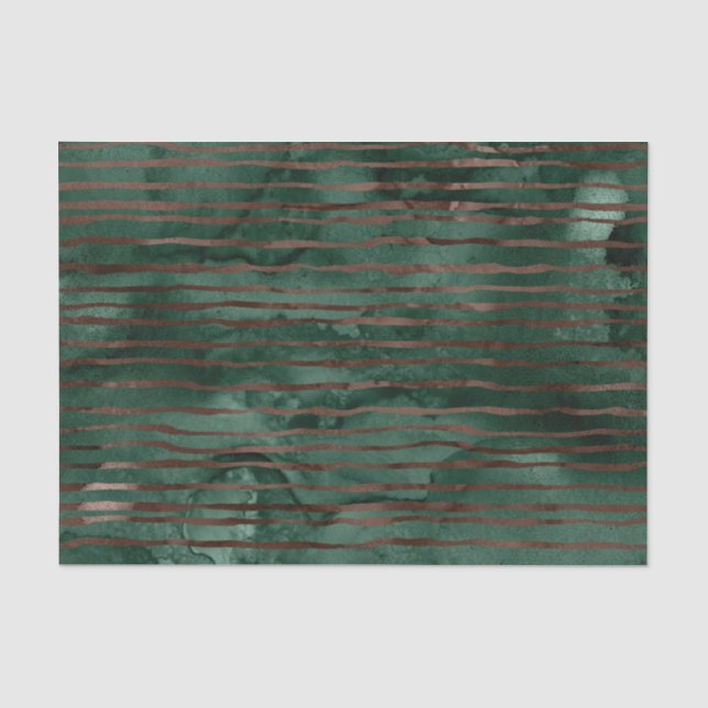 Papier Mousseline Emerald Green et Motif à rayures de cuivre (Recto)