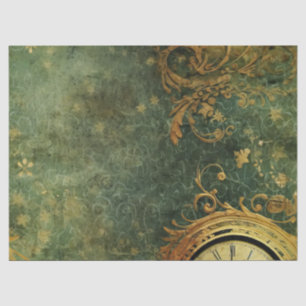 Papier Mousseline Émeraude Green Rustic Steampunk Horloge (6)