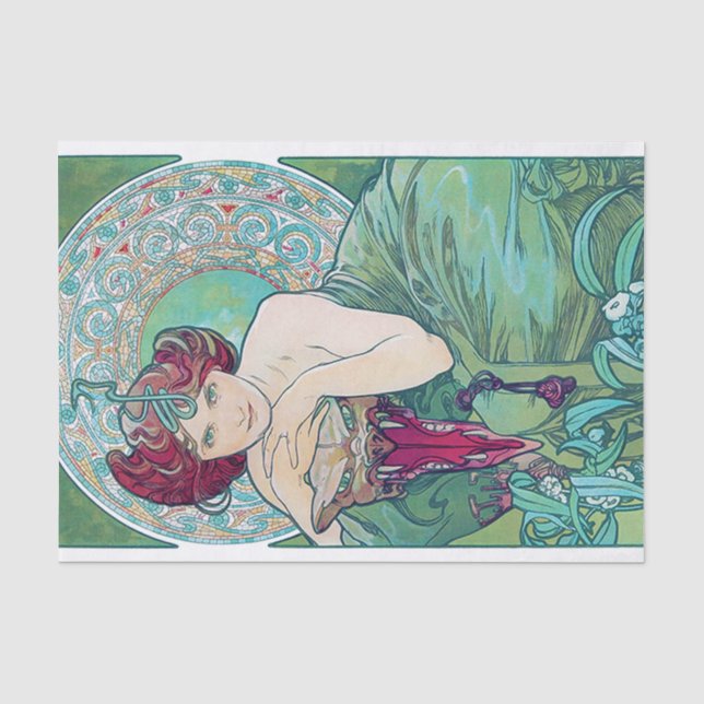 Papier Mousseline Emeraude (Quatre bijoux), Alphonse Mucha (Recto)
