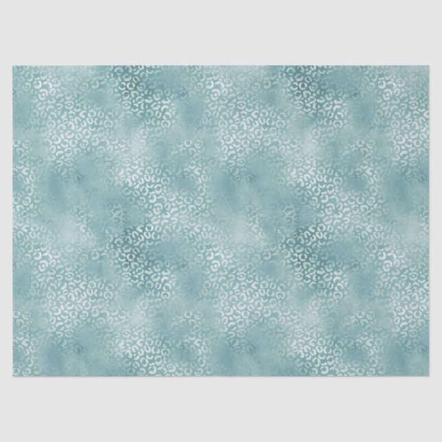 Papier Mousseline Empreinte de léopard Aqua Blue Glam (Recto)