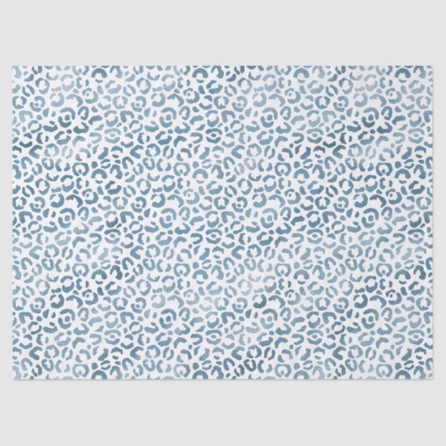 Papier Mousseline Empreinte de léopard Aqua Blue Navy (Recto)