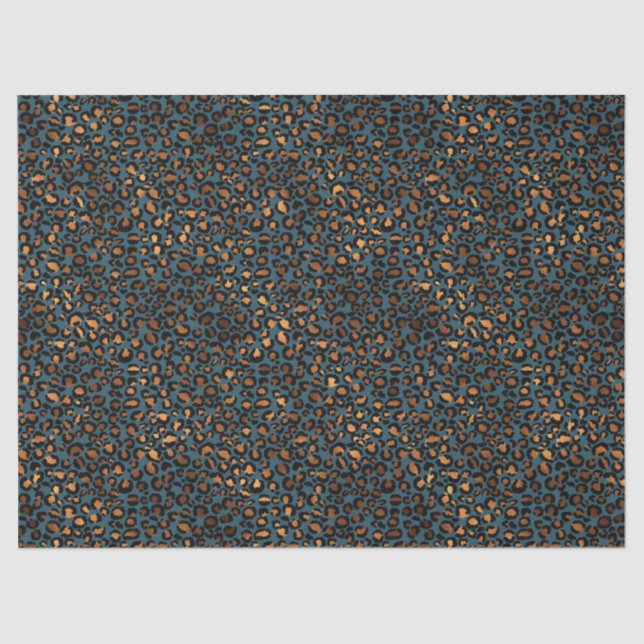 Papier Mousseline Empreinte de léopard de bronze bleu (Recto)