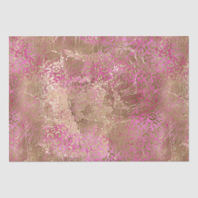 Papier Mousseline Empreinte de léopard de glamour rose Girly (Recto)