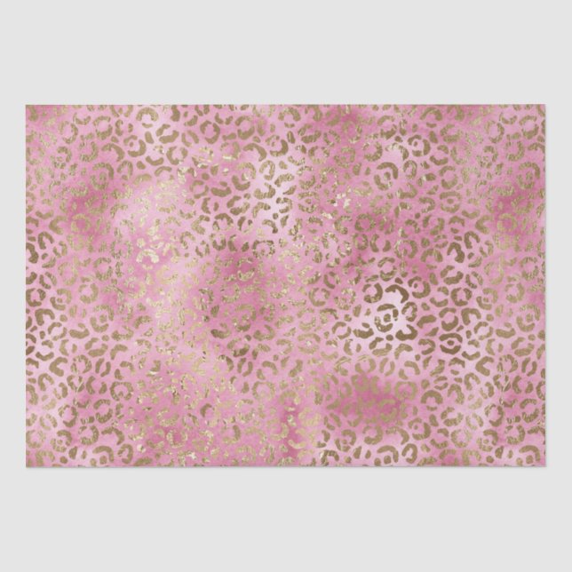 Papier Mousseline Empreinte de léopard d'or Girly Pink (Recto)
